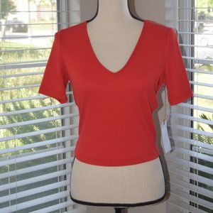 Leith V-Neck Textured Crop Top